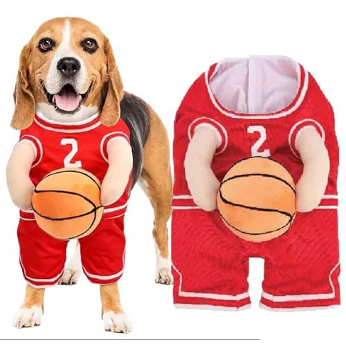 HINNVCL Hund Basketball Kostüm, Hund Basketball Kostüm mit Ball, Basketball Hundekostüm, Basketball Kostüm für Hunde, Hund Basketball Spieler Kostüm, Basketball Hund Halloween Kostüm von HINNVCL