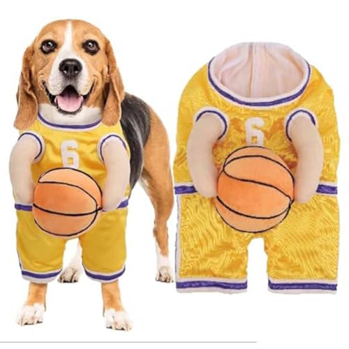 HINNVCL Hund Basketball Kostüm, Hund Basketball Kostüm mit Ball, Basketball Hundekostüm, Basketball Kostüm für Hunde, Hund Basketball Spieler Kostüm, Basketball Hund Halloween Kostüm von HINNVCL