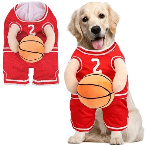 HINNVCL Hund Basketball Kostüm Hund Basketball Kostüm mit Ball, Basketball Hundekostüm, Basketball Kostüm für Hunde, Hund Basketball Spieler Kostüm, Basketball Hund Halloween Kostüm von HINNVCL