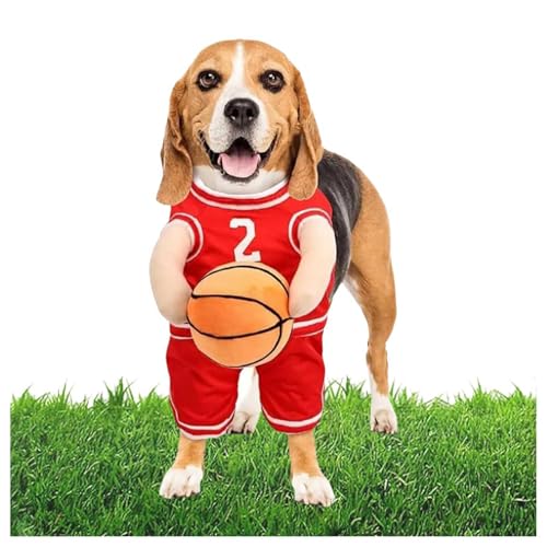 HINNVCL Hunde-Basketballkostüm mit Ball, Halloween-Basketball-Hundekostüm, Hund im Basketballkostüm, Hunde-Basketballspieler-Kostüm, Hunde-Basketball-Kostüm für kleine mittelgroße Hunde von HINNVCL