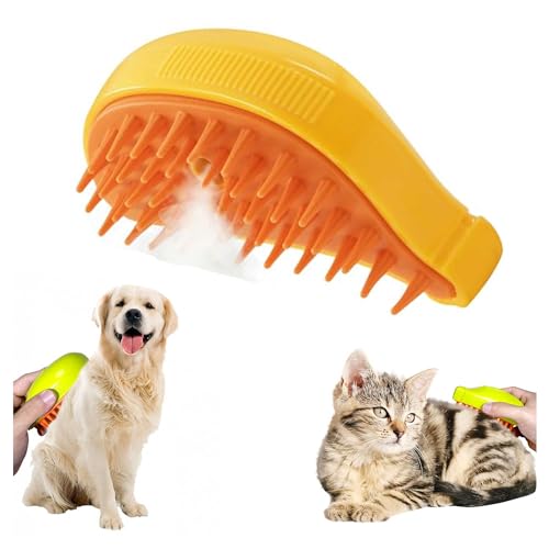 HINNVCL Katzen-Dampfbürste, Spritz-Defur-Kamm für Katzen, 3-in-1 mit Haarausfall, dampfende Tierhaarbürsten, für den Innenbereich, Dampfbürste, Para Gatos Con Dampfnebel, Haustierpflegekamm von HINNVCL