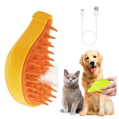 HINNVCL Katzen-Dampfbürste, Spritz-Entschärfungskamm für Katzen, mit Haarausfall, dampfende Tierhaarbürsten für den Innenbereich, Dampfgarer, Hundedampf, Cepillo Para Gatos Con Dampfnebel, 3-in-1 von HINNVCL