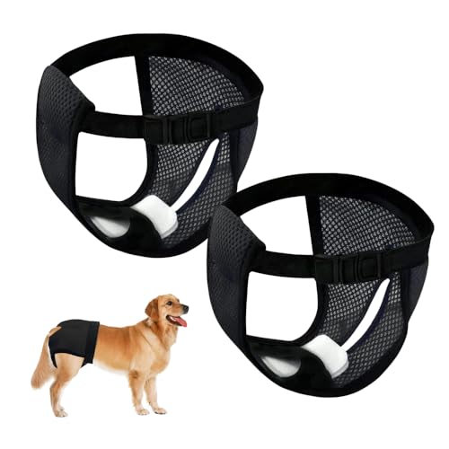 HIOQFR 2 Pack Hundehöschen Läufigkeitshose für Hündinnen XL Hunde Periode Hose Unterhose Hundehosen bei Läufigkeitshöschen Waschbare Hundewindeln Schutzhose Hündin Schutzhöschen mit 6 Damenbinden von HIOQFR