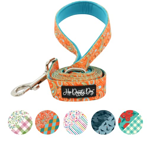 Hip Diggity Dog Gepolsterte Komfort-Hundeleine für kleine und große Haustiere, Designer-Luxus für Mädchen und Jungen, Paisley, Größe M von HIP DIGGITY DOG