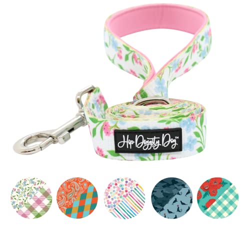 Hip Diggity Dog Gepolsterte Komfort-Hundeleine für kleine und große Haustiere – Designer-Luxus für Mädchen und Jungen (Frühlingsblüte, groß) von HIP DIGGITY DOG