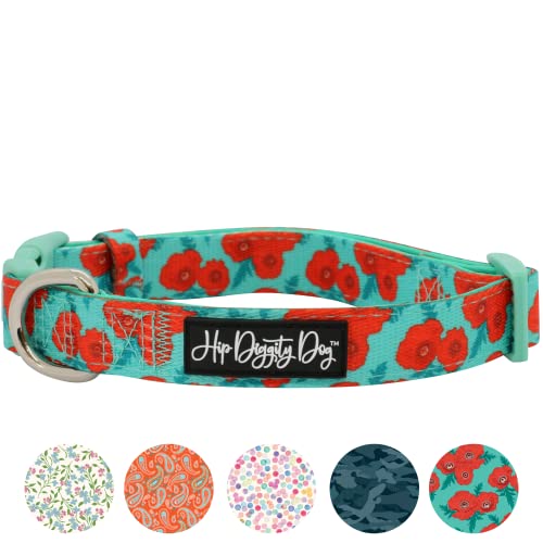 Hip Diggity Dog - Gepolstertes Komfort-Hundehalsband für kleine und große Haustiere – Luxus für Mädchen und Jungen (Mohn, S) von HIP DIGGITY DOG