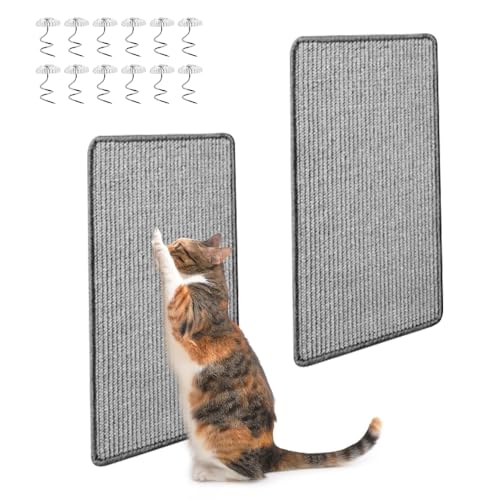 HIULLEN Kratzmatte Katze, Kratzbretter Katze Sisal 50x25cm, Selbstklebend Kratzteppich Katze Wand, Widerstandsfähig Sisal Teppich Katzen Katzenkratzbretter Kratzmatte für Schützt Teppiche und Sofas von HIULLEN