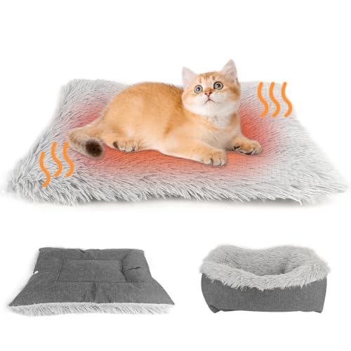 HIULLEN Selbstheizende Decke Katze Hunde, Flauschig Selbstwärmende Katzendecke, Heizdecke für Katze Ohne Kabel, 2 in 1 Katzenbett Haustierbett Katzensofa, Waschbare Wärmedecke Katze(50 * 60CM) von HIULLEN