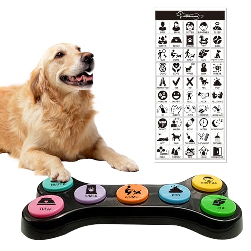 Hunde Buzzer Mit Aufnahmefunktion, Satz Von 7 Farben Hunde Kommunikation Button, Buzzer mit Sound, Hunde Buttons zum sprechen, Hundeknopf für die Kommunikation, Buttons Intelligenzspielzeug Für Hunde von HIULLEN