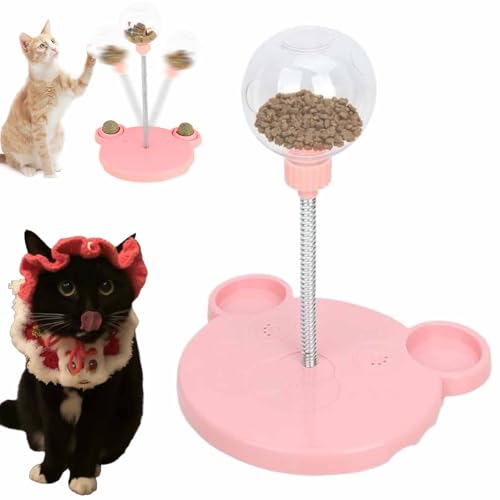 Futterspielzeug mit auslaufendem Leckerliball, wackelndes Leckerlispielzeug für Hunde, wackelndes Leckerlispielzeug für Katzen, schwingendes, langsames Futterspielzeug mit Leckerlispender (Pink) von HItianya