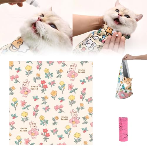 HItianya Cat Grooming Wrap, Cat Wrap for Cutting Nails, Self-Adherent Cat Burrito Wrap, Cat Grooming Wrap for Clip Nails Anti-Bite, Anti-Scratch, Anti-Escape (C, L:45 * 45cm(Within 11.1lbs)) von HItianya