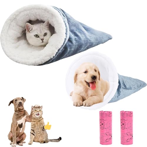 HItianya Cat Winter Sleeping Bag, Upgrade Cat Sleeping Bag, Winter Cat Sleeping Bag Bed, Large Soft Warm Cat Bed, Cat Sleeping Bag for Indoor Cats and Small Dogs (2Pcs) von HItianya