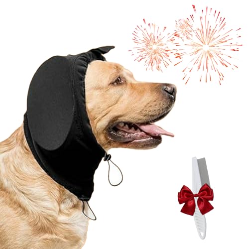 HItianya Gehörschutz Hund, Gehörschutz Hund Silvester, Hunde Gehörschutz, Ohrenschützer Hund, Lärmschutz für Hunde, Verstellbar, Hunde Gehörschutz Silvester für Feuerwerk, Donner (Schwarz, XL) von HItianya