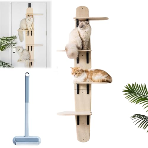 Katzenregal zum Aufhängen an der Tür, Katzenregal zum Aufhängen über der Tür, vertikaler Katzenbaum aus Holz zum Aufhängen an der Tür, vielseitiges Türregal mit 4 Ebenen (1PC) von HItianya