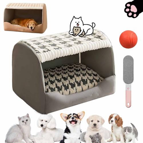 Tiefschlaf-Hundebett mit Rutschfester Unterseite, Furryhut-Hundebett mit abnehmbarem Kissen, für kleine und mittelgroße Hunde und Katzen (Gray, 2XL(Under 75 catties)) von HItianya