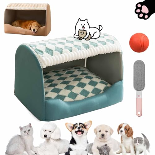 Tiefschlaf-Hundebett mit Rutschfester Unterseite, Furryhut-Hundebett mit abnehmbarem Kissen, für kleine und mittelgroße Hunde und Katzen (Green, 2XL(Under 75 catties)) von HItianya