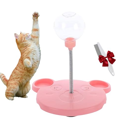 HItianya Wiggling Treat Toy for Dogs, Wobbly Dog Treat Toy, Leaking Treats Ball Pet Feeder Toy, Dog Treat Dispenser with Spring, Feeder for Cats and Small Dogs for Hunting Chasing Exercise (Pink) von HItianya