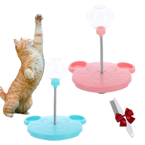 Wiggling Treat Toy for Dogs, Wobbly Dog Treat Toy, Leaking Treats Ball Pet Feeder Toy, Dog Treat Dispenser with Spring, Feeder for Cats and Small Dogs for Hunting Chasing Exercise (Pink+Blue) von HItianya