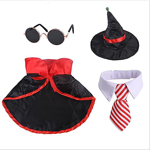 HJHIWE Halloween-Kostüm-Set für Haustiere, Katzen und Hunde, Vampir-Umhang für Hunde-Outfit, Cosplay-Kleidung, Kätzchen, Welpen, 4 Stück von HJHIWE