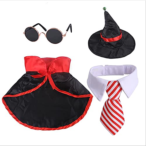 HJHIWE Halloween-Kostüm-Set für Haustiere, Katzen und Hunde, Vampir-Umhang für Hunde-Outfit, Cosplay-Kleidung, Kätzchen, Welpen, 4 Stück von HJHIWE