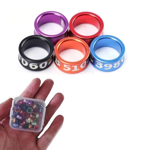 HJHLYJQBF Taube Mark auf Beinen Metall Wachtelfarbe Zufall Aluminium Ring Hühnchen, Liebes Bird Mixed Color 5.0mm Opening 50 Stück von HJHLYJQBF