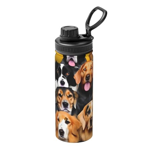 HJLUUFT Isolierte Edelstahl-Wasserflasche für viele Hunde, 530 ml, perfekt für Outdoor-Sport, entworfen für bequeme Einhandbedienung von HJLUUFT