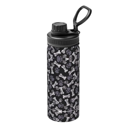 HJLUUFT Isolierte Wasserflasche für Hunde, Welpen, Pfotenmotiv, 530 ml, Edelstahl-Isolierung, ideal für Outdoor-Sportarten und Pendeln von HJLUUFT