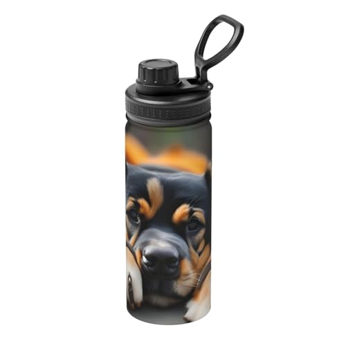 HJLUUFT Lover Dog Paw Sport-isolierte Edelstahl-Wasserflasche, 530 ml, perfekt für Outdoor-Sport, entworfen für bequeme Einhandbedienung von HJLUUFT