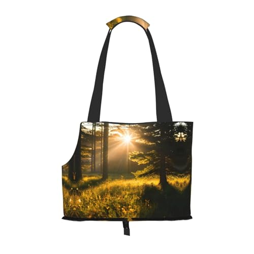 Hundetasche mit Aufdruck "Morning Sunlight in the Forest", für kleine Hunde, Katzen und Kaninchen von HJLUUFT