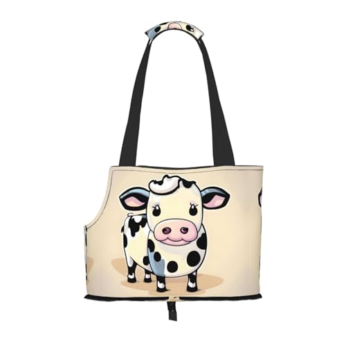 Hundetasche mit Cartoon-Milch-Kuh-Aufdruck, Welpentragetasche für kleine Hunde, Katzen und Kaninchen von HJLUUFT