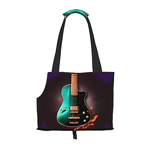 Hundetasche mit Gitarren-Aufdruck, für kleine Hunde, Katzen und Kaninchen, Grün von HJLUUFT