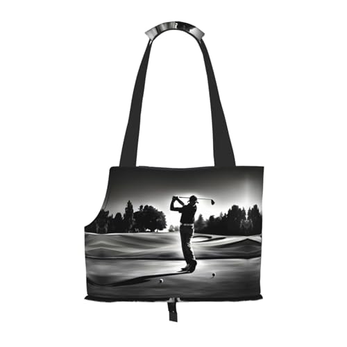 Hundetasche mit Golf-Aufdruck, für kleine Hunde, Katzen und Kaninchen, Schwarz / Weiß von HJLUUFT