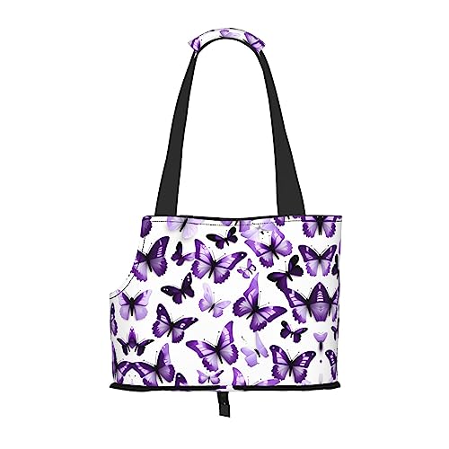 Hundetasche mit Schmetterlings-Aufdruck, für kleine Hunde, Katzen und Kaninchen, Weiß / Violett von HJLUUFT