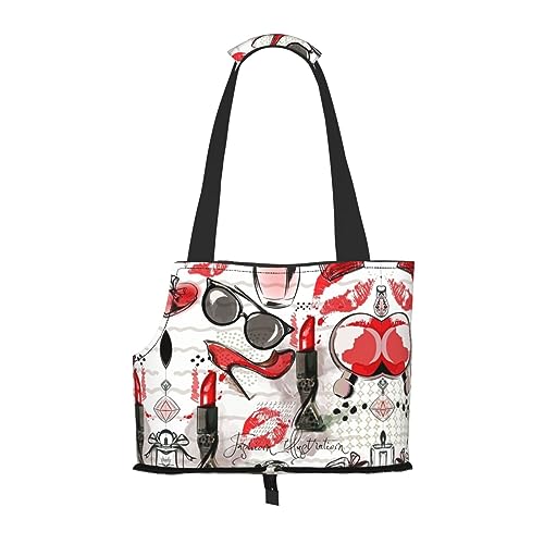 Kosmetiktasche mit Parfüm, Kunstdruck, Welpentasche, Spazierengehen, Hundetasche, Tragetasche für kleine Hunde, Katzen und Kaninchen von HJLUUFT