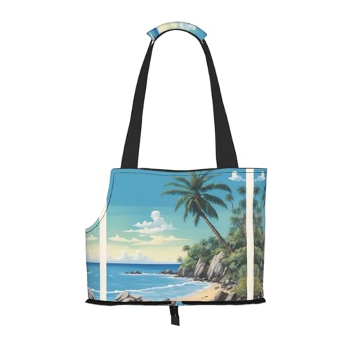 Palm Tree Rocky Shore Hundetasche für kleine Hunde, Katzen und Kaninchen von HJLUUFT