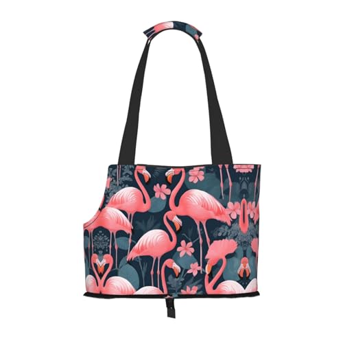 Tragetasche für Hunde mit rosa Flamingo-Muster, für kleine Hunde, Katzen und Kaninchen von HJLUUFT