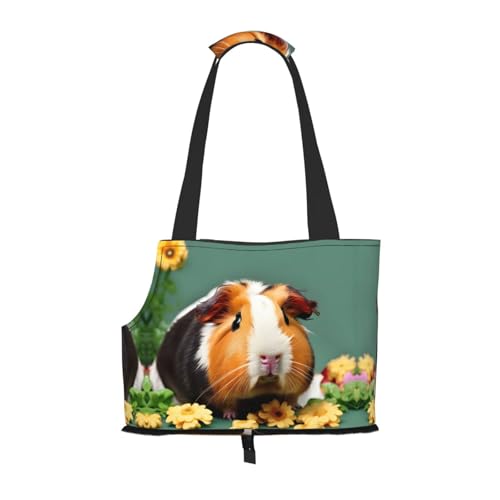 Tragetasche mit Blumenmotiv und Meerschweinchen-Aufdruck, für kleine Hunde, Katzen und Kaninchen von HJLUUFT