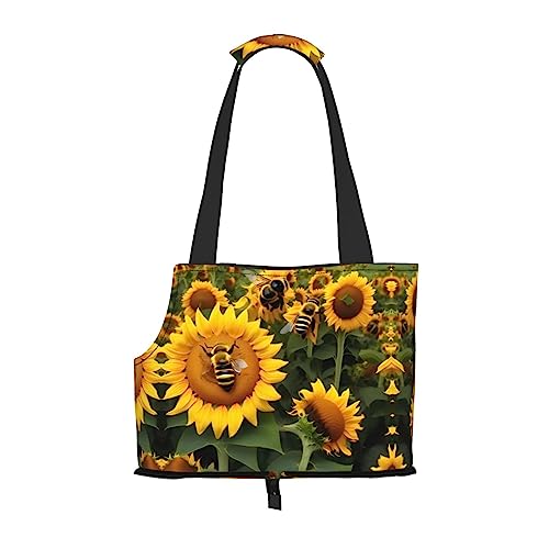 Tragetasche mit Sonnenblumen-Motiv, für kleine Hunde, Katzen und Kaninchen von HJLUUFT