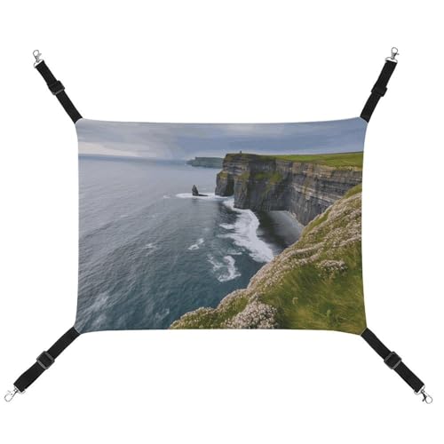 HJUQNGF Katzen-Hängematte, weich, atmungsaktiv, Haustier-Hängematte mit Metallhaken, Irland, Outdoor, County, Clare The Cliffs, Schlaf-Hängematte, tragbares Katzenkäfigbett für Katzen, kleine Hunde, von HJUQNGF