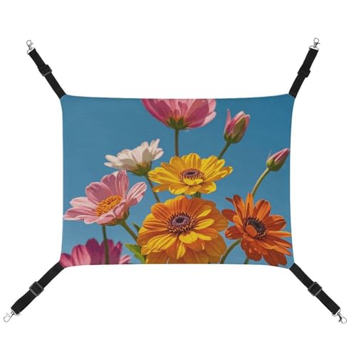 HJUQNGF Katzen-Hängematte, weich, atmungsaktiv, Haustier-Hängematte mit Metallhaken, bunte Frühlingsblumen, Schlafhängematte, tragbare Katzenkäfig, Bett für Katzen, kleine Hunde, kleine Tiere von HJUQNGF