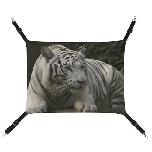 HJUQNGF Katzen-Hängematte, weich, atmungsaktiv, Haustier-Hängematte mit Metallhaken, weiß, Bengalischer Tiger, Schlafhängematte, tragbares Katzenkäfigbett für Katzen, kleine Hunde, kleine Tiere von HJUQNGF