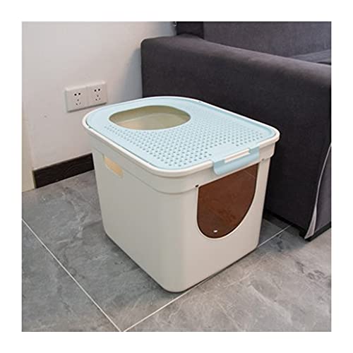 HJXX Katzenklo Top-Eintrag Abnehmbare Katze Wurf Box Große Beule Falling Sand Pedal Geschlossene Katze Töpfchen Antispritzen Katze WC Einfach zu reinigen Cat Litter Box (Color : Blue) von HJXX