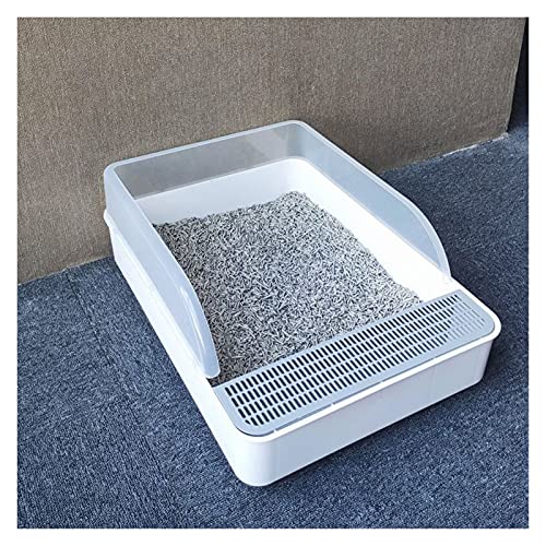 Katzenklo Großraum Pet Katze Wurf Box Spritzer Widerstand Halbeingeschlossene Deodorant Katze Toilettenpfanne mit Schaufel for Haustier Katzen Kleine Hunde Cat Litter Box (Color : 1, Size : L) von HJXX