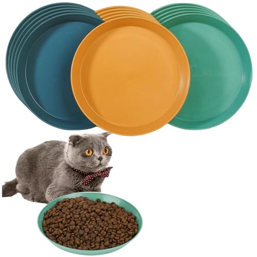 Flach Futterschale, 12 Stück Trinkschale Oval, 3 FarbenSilikonnapf Breit, Futternapf Für Katzen, Futterschale Flach(Grün, Gelb, Blau) von HJYDGJ