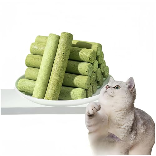 HJYDGJ 30Stück Cat Grass Teething Sticks Katzengras-Beißstab zur Haarentfernung Gefriergetrocknete Katzengras-Stäbchen Katzenminze-Spielzeug Katzen-Kauspielzeug für Zahnpflege und Haarknäuel Entfernen von HJYDGJ