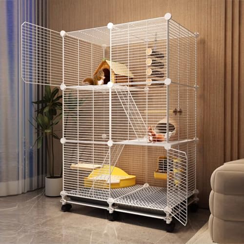 Extragroßer 3-Stöckiger Kleintierkäfig mit Universalrad für Ausgewachsene Ratten, Frettchen, Chinchillas, Meerschweinchen, Große Hamster von HJYryhyfddply