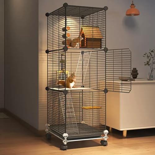 Metallkäfige für Kleintiere mit 3 Etagen Und Universalrad für Ausgewachsene Ratten, Frettchen, Chinchillas, Meerschweinchen, Große Hamster von HJYryhyfddply