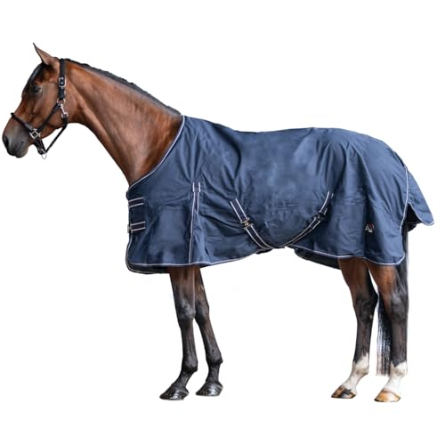 HKM - Outdoor Pferdedecke mit Fleece in blau; wasserdichte, Passgenaue & hochwertig verarbeitete Pferde Regendecke, 200 gr Füllung, 115 cm von HKM