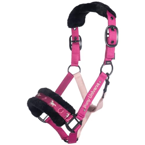 HKM Halfter Pferd -Polly- mit Karabiner & Strasssteinen - Farbe Magenta - Gr. Shetty von HKM