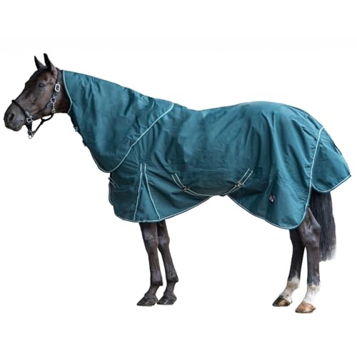 HKM - Outdoor Pferdedecke mit Fleece und abnehmbarem Halsteil in dunkelgrün; wasserdichte, Passgenaue & hochwertig verarbeitete Pferde Regendecke, 200 gr Füllung, 125 cm von HKM